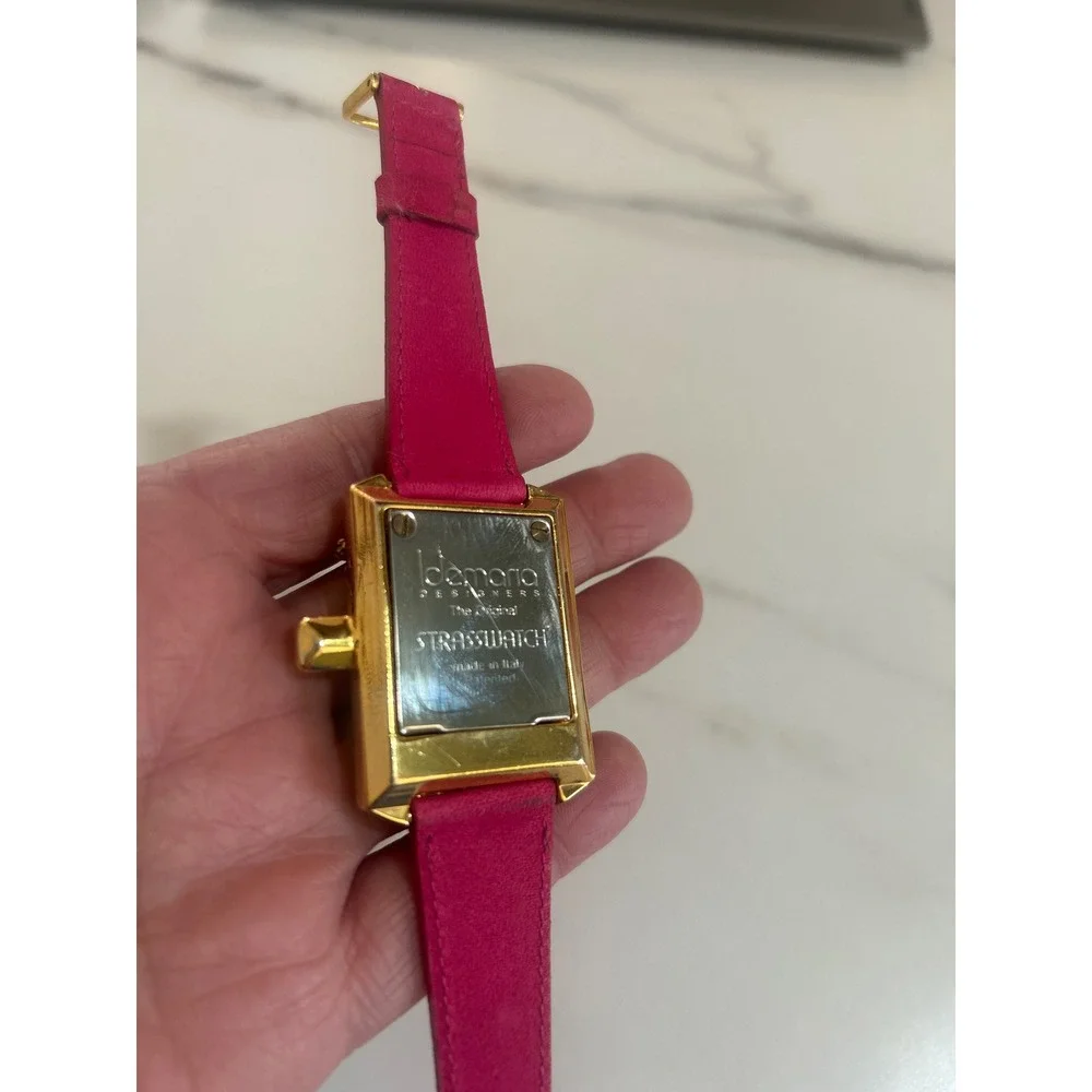 Idemaria Designer Strasswatch Pink Leather Floral Rhinestone Digital Watch Italy